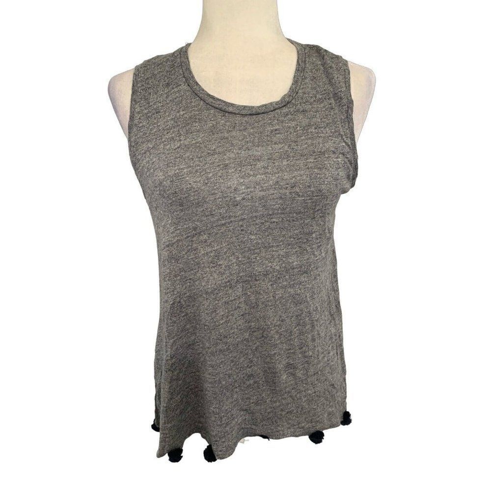 J Crew Womens Blue White 100% Linen Crew Neck Tank Top Xs
